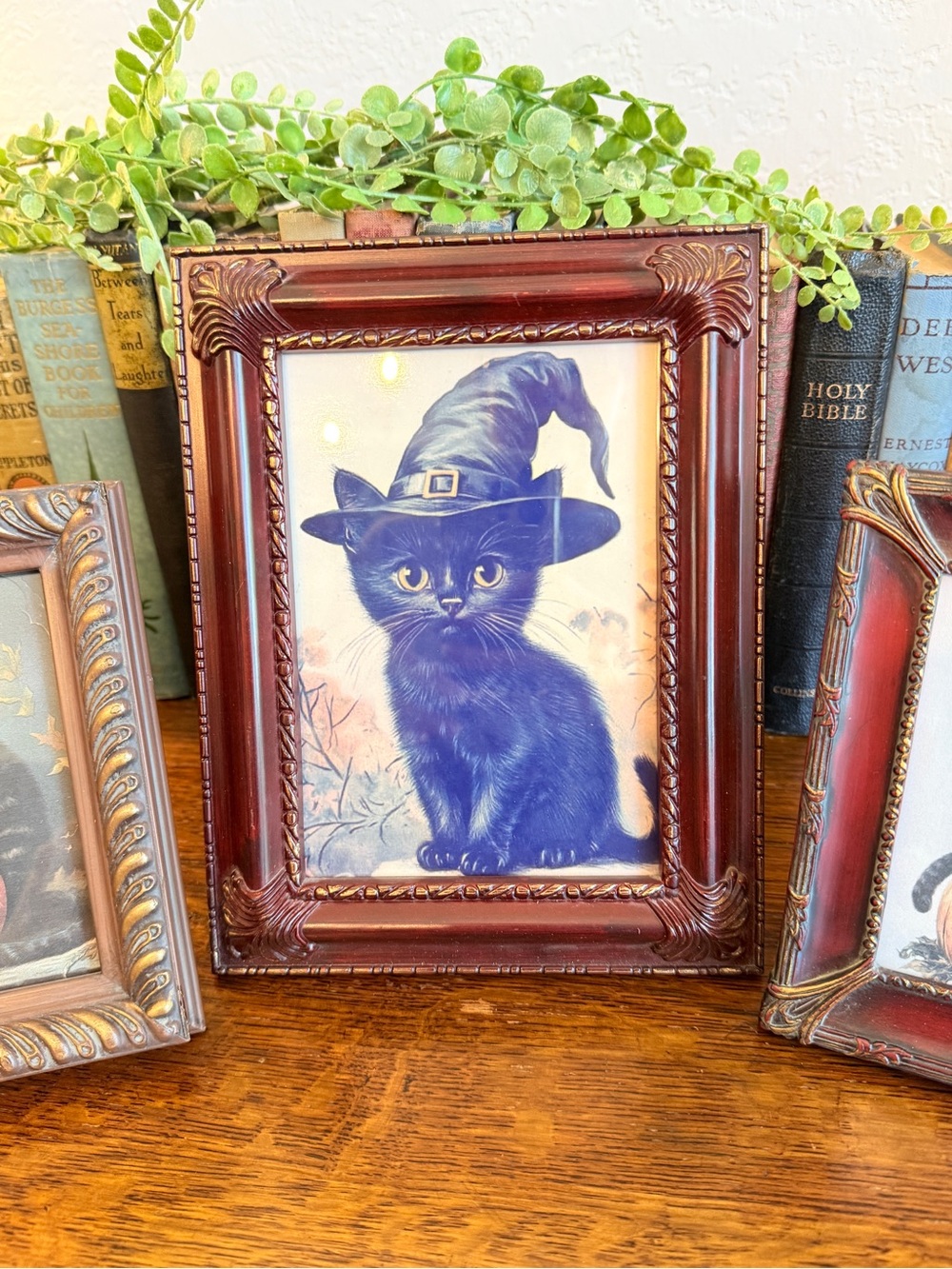 3 Vintage Black Cat Halloween Picture Frames - Picture 14 of 16